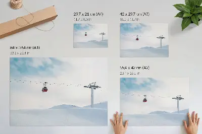Affiche et poster représentant des montagnes, un téléphérique et un ciel au contraste de couleurs dynamique