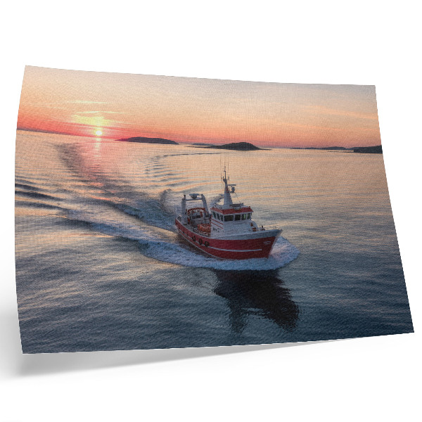 Affiche et poster Coucher de soleil sur la mer calme, mouvement des bateaux