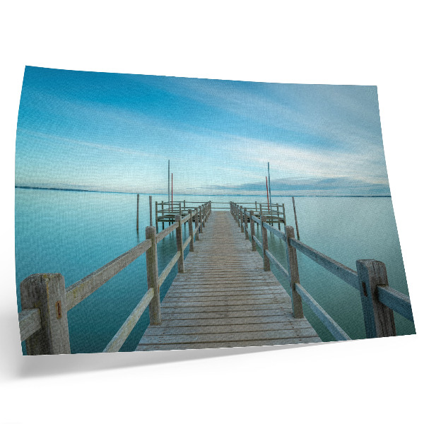 Affiche et poster Pont sur le lac, bleu, paix, simplicité