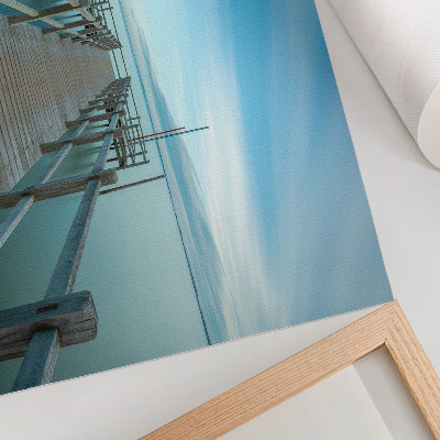 Affiche et poster Pont sur le lac, bleu, paix, simplicité