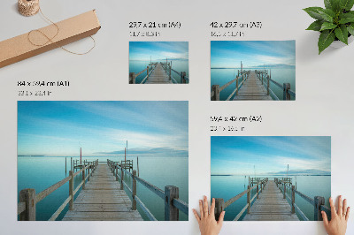 Affiche et poster Pont sur le lac, bleu, paix, simplicité