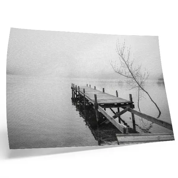 Affiche décorative ponton en bois sur un lac calme