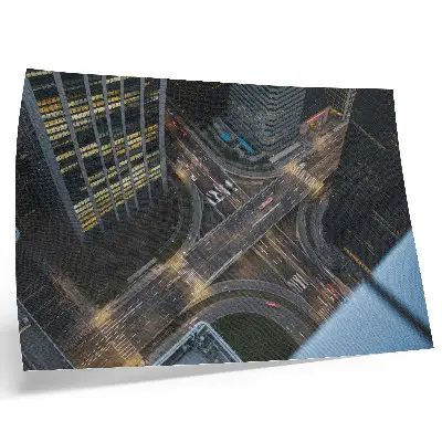 Affiche décorative panorama urbain vu du ciel avec lumières nocturnes et style moderne