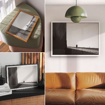 Affiche Silhouette minimaliste, ombres marquées, espace moderne