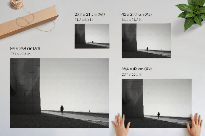 Affiche Silhouette minimaliste, ombres marquées, espace moderne