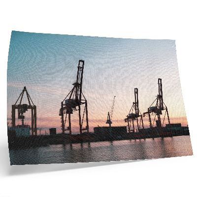 Affiche et poster Grues dans le port au coucher du soleil