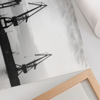 Affiche Grues portuaires au design minimaliste noir et blanc