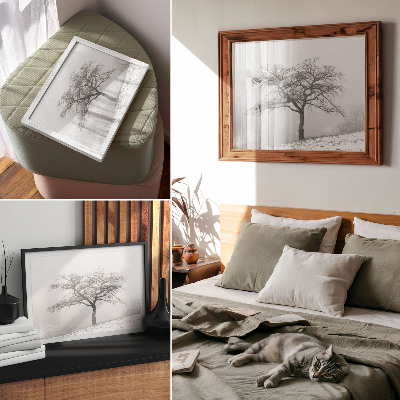 Affiche Arbre solitaire, paix hivernale, minimalisme, harmonie