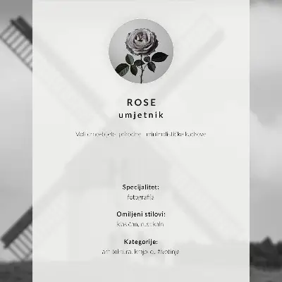 Affiche représentant un moulin à vent noir et blanc dans un champ avec des chevaux