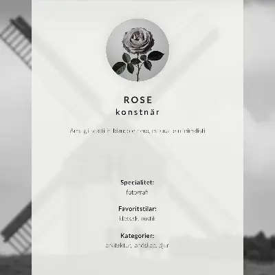 Affiche représentant un moulin à vent noir et blanc dans un champ avec des chevaux