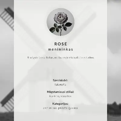 Affiche représentant un moulin à vent noir et blanc dans un champ avec des chevaux