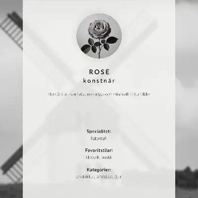 Affiche représentant un moulin à vent noir et blanc dans un champ avec des chevaux