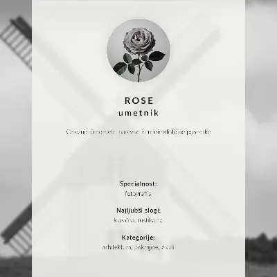 Affiche représentant un moulin à vent noir et blanc dans un champ avec des chevaux