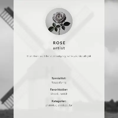 Affiche représentant un moulin à vent noir et blanc dans un champ avec des chevaux