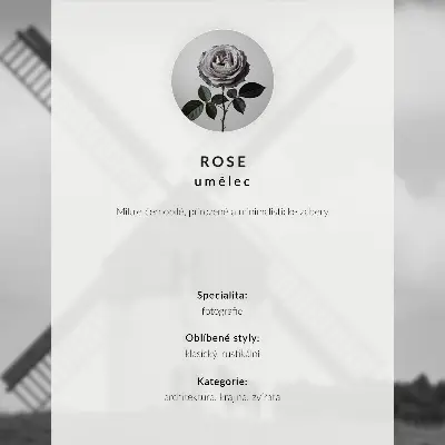 Affiche représentant un moulin à vent noir et blanc dans un champ avec des chevaux