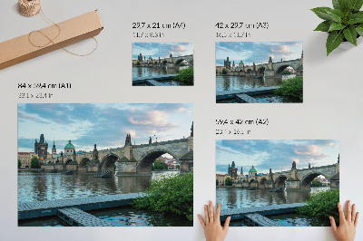 Affiche et poster Pont sur la rivière, architecture historique, paix