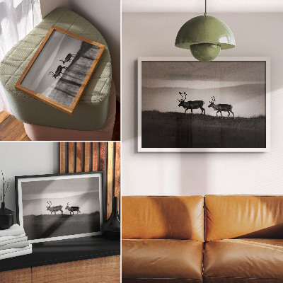 Affiche et poster Renne sur une colline composition minimaliste