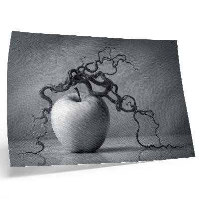 Affiche et poster Le contraste entre la pomme et la branche est un monochrome harmonieux.