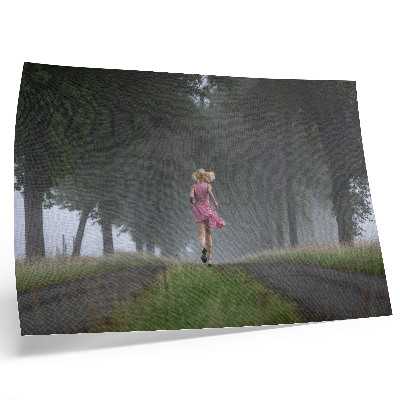 Affiche silhouette courant ruelle brouillard arbres verts