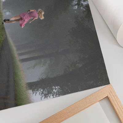 Affiche silhouette courant ruelle brouillard arbres verts