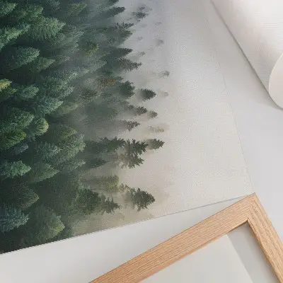 Affiche décorative forêt verdoyante dans le brouillard à l'atmosphère mystérieuse