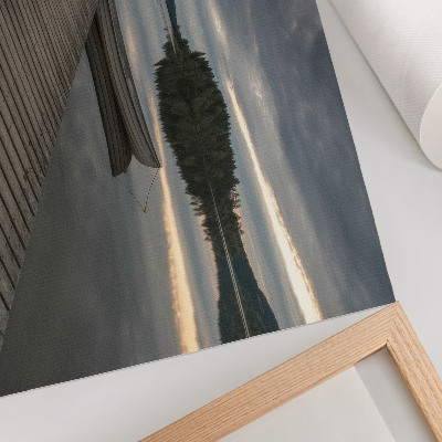 Affiche Lac, bateau, forêt, nuages, atmosphère apaisante
