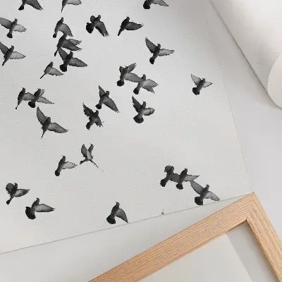 Affiche décorative oiseaux en vol avec harmonies élégantes en noir et blanc