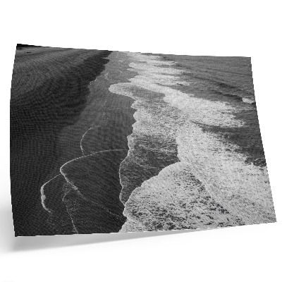 Affiche et poster Vagues noires et blanches, sable fin, plage tranquille