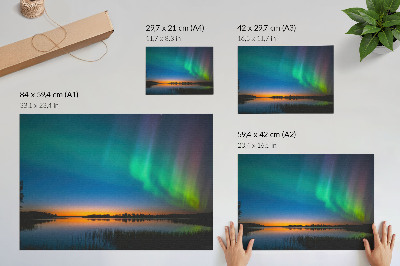 Affiche Aurore boréale au-dessus du lac, une atmosphère magique