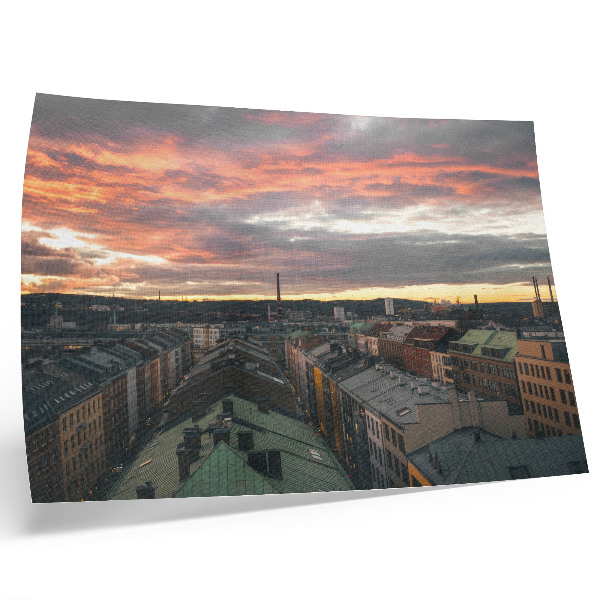 Affiche et poster Coucher de soleil sur les couleurs du panorama urbain