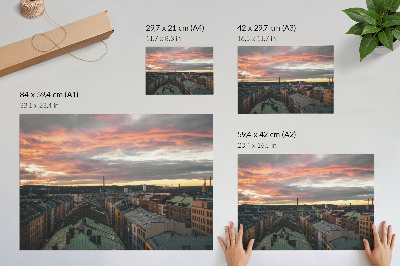 Affiche et poster Coucher de soleil sur les couleurs du panorama urbain