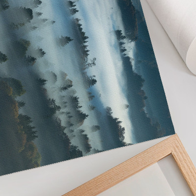 Affiche Arbres verts dans le brouillard, atmosphère paisible, couleurs douces