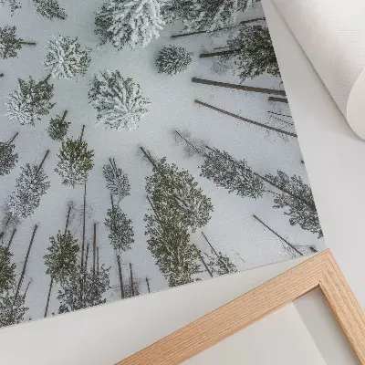 Affiche et poster paix hivernale en forêt esprit minimaliste et naturel