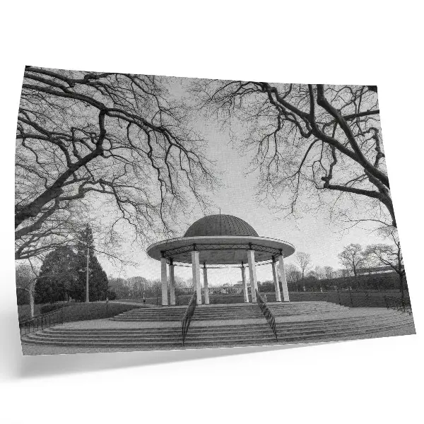 Affiche décorative gloriette élégante et symétrique en noir et blanc
