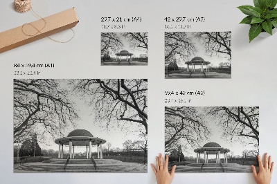 Affiche décorative Élégante gloriette symétrique, nuances de noir et blanc