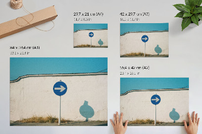 Affiche et poster Une pancarte minimaliste sur un mur blanc