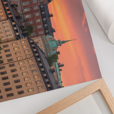 Affiche Coucher de soleil, bâtiments charmants, atmosphère historique