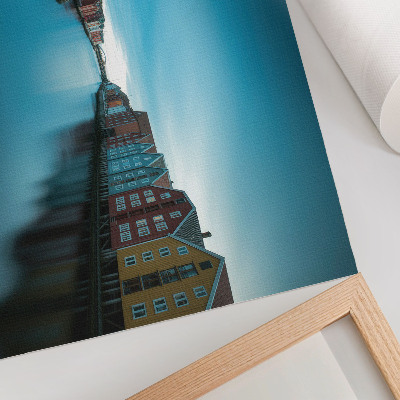 Affiche et poster Maisons colorées se reflétant dans la rivière, ambiance scandinave