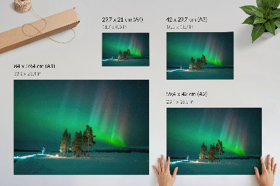 Affiche La magie des aurores boréales, des couleurs époustouflantes et une atmosphère paisible