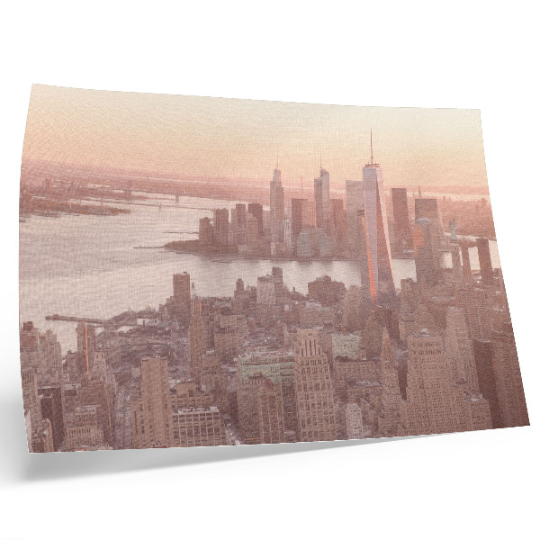Affiche gratte-ciel imposants, coucher de soleil aux couleurs chaudes