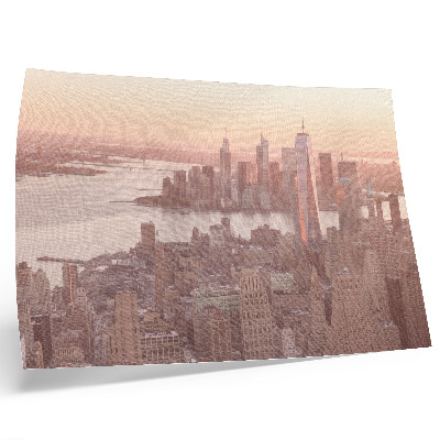 Affiche gratte-ciel imposants, coucher de soleil aux couleurs chaudes