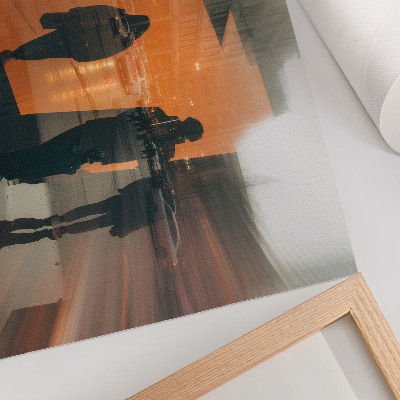Affiche et poster La ville au crépuscule, reflets orange néon