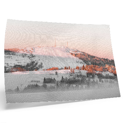Affiche et poster Un paysage d'hiver aux nuances de rose et de blanc