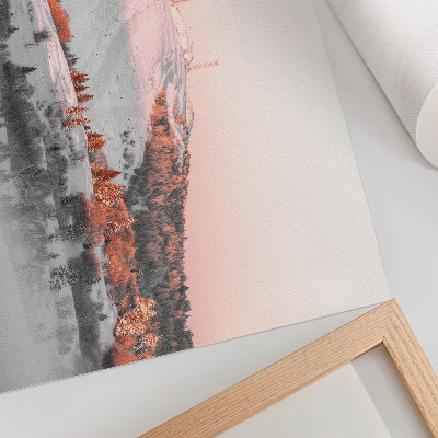 Affiche et poster Un paysage d'hiver aux nuances de rose et de blanc