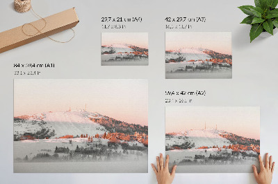 Affiche et poster Un paysage d'hiver aux nuances de rose et de blanc