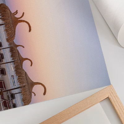 Affiche décorative Mer d'azur calme, horizon rose délicat