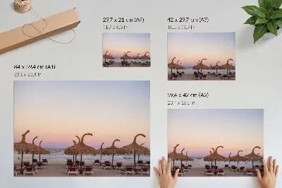 Affiche décorative mer d'azur calme avec un horizon rose délicat