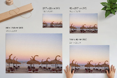 Affiche décorative Mer d'azur calme, horizon rose délicat