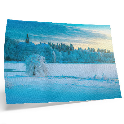 Affiche et poster Paysage d'hiver, calme, ciel, lac, arbres