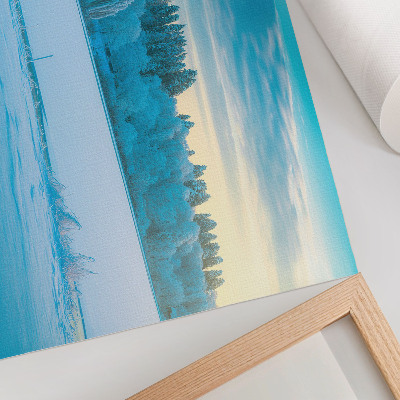 Affiche et poster Paysage d'hiver, calme, ciel, lac, arbres